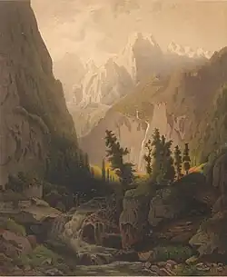 Bertha von Grab: Gosau-Schlucht am Weg zum Gosausee, 1874