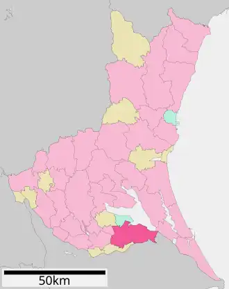 Lage Inashikis in der Präfektur