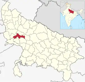 Positionskarte des Distrikts Etah