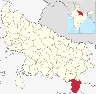 Positionskarte des Distrikts Sonbhadra