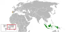 Lage von Portugal und Indonesien