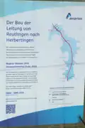 Informationstafel zur Erneuerung der Sektion Rommelsbach-Herbertingen der Hochspannungsleitung Hoheneck-Herbertingen