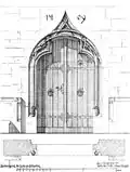 Inneres Portal der Vorhalle im Jahr 1880 mit Hufeisen, angeblich aus dem Dreißigjährigen Krieg