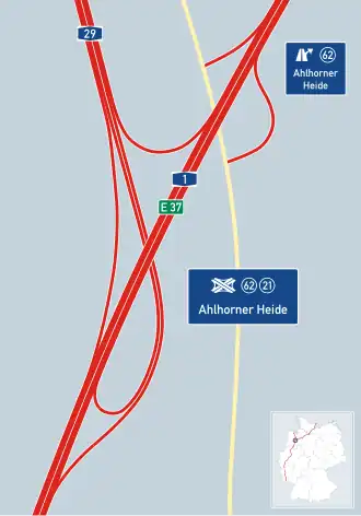 Übersichtskarte Autobahndreieck Ahlhorner Heide