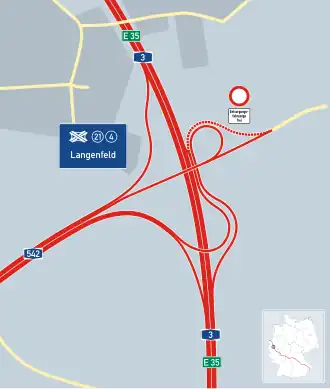 Übersichtskarte Autobahndreieck Langenfeld