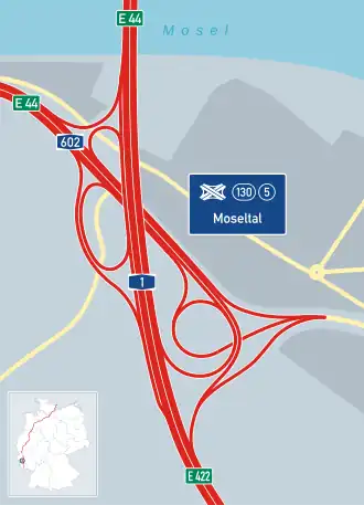 Übersichtskarte Autobahndreieck Moseltal