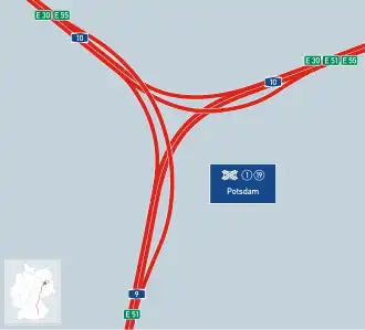 Übersichtskarte Autobahndreieck Potsdam