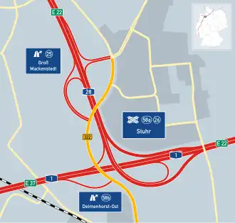 Übersichtskarte Autobahndreieck Stuhr