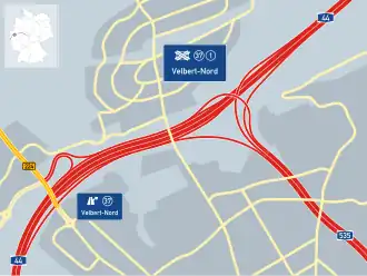Übersichtskarte Autobahndreieck Velbert-Nord
