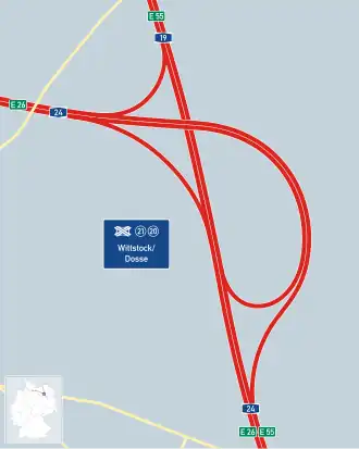 Übersichtskarte Autobahndreieck Wittstock/Dosse