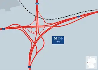 Kreuz Holz nach Wiederaufbau der BAB&nbsp;44