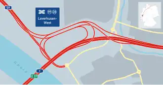 Übersichtskarte Kreuz Leverkusen-West