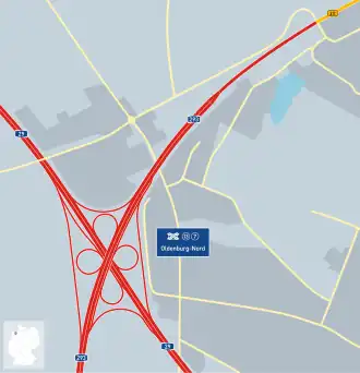 Übersichtskarte Autobahnkreuz Oldenburg-Nord