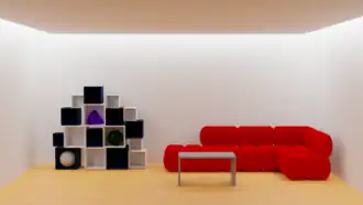 Starkes indirektes Licht, dessen Quellen über einem fast raumfüllendem Deckensegel liegen. Das Ergebnis ist eine Annäherung an Tageslichtverhältnisse.