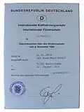 Internationaler Führerschein Deutschlands (Wiener Abkommen 1968), Umschlagseite vorn