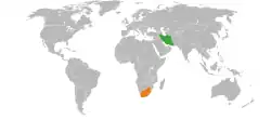Lage von Südafrika und Iran