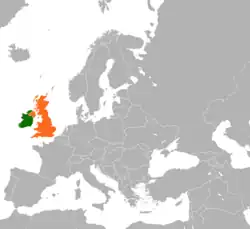 Lage von Irland und Vereinigtes Königreich