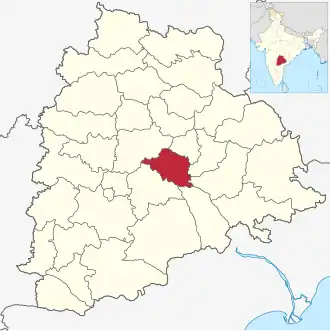 Positionskarte des Distrikts Jangaon