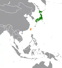 Lage von Japan und Taiwan