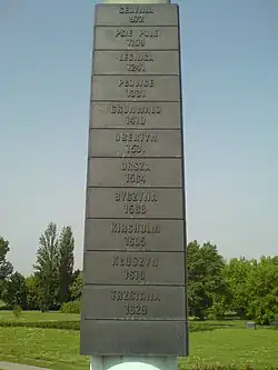 Schlachten sind auf Gedenktafeln vermerkt