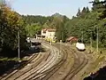 Bahnhof Jedlová während der Umbauarbeiten. Gleis 4 ist schon ausgebaut. (2015)