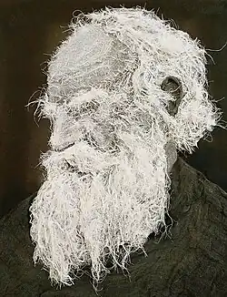 Jinran Kim, Tolstoy II, 2017. 40 × 50 cm. Papier, Gaze, Asche