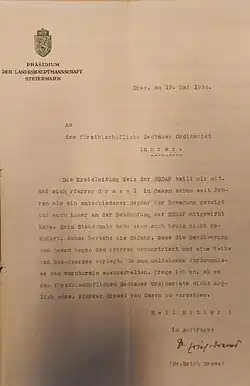 NSDAP-Beschwerde an das bischöfliche Ordinariat