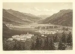 Celerina um 1870, links der heutige Ortsteil Crasta. Radierung von Heinrich Müller