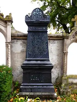 Johann Jakob Burckhardt-Ryhiner (1809–1888) Richter, Politiker, Bürgermeister. Familiengrab: Burckhardt-Ryhiner-Merian. Grabmal von Louis Wethli auf dem Wolfgottesacker, Basel