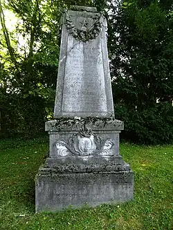 Johann Jakob Stählin (1803–1879) Bürgermeister, Politiker, Margaretha Stehlin-Hagenbach (1803–1878), Johann Jakob Stehlin (1856–1881), Rudolf Stehlin (1859–1885), Familiengrab auf dem Friedhof Wolfgottesacker, Basel