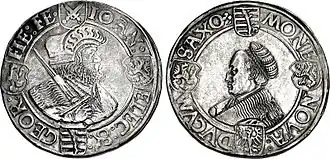 Kurfürst Johann und Herzog Georg (1525–1530), Guldengroschen o.&nbsp;J.