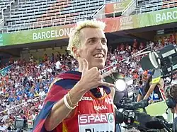 Dopingsünder José Luis Blanco nach dem Gewinn der Bronzemedaille, die ihm später aberkannt wurde