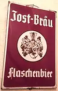 Historisches Emailleschild der Jost-Bräu