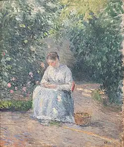 Julie Pissarro écossant des pois