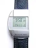 Junghans Mega 1, die erste digitale Funkarmbanduhr der Welt (1990; die analoge Ausführung Junghans Mega folgte 1991)