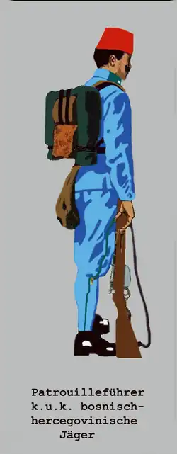 Bosnisch-hercegow­inischer Jäger in Marsch­adjustierung