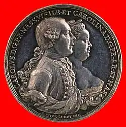 Karl Christian und Karoline von Oranien-Nassau-Dietz auf einer Medaille