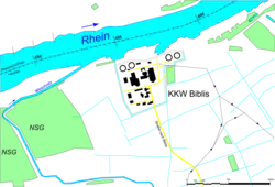 Karte der Mündung der Weschnitz in den Rhein.