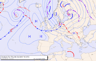 Xavier über Norddeutschland (KNMI-Analyse, 5.10. 12 UTC)