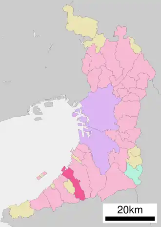 Lage Kaizukas in der Präfektur