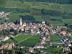Blick auf Kaltern vom Mendelpass