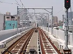 Blick vom Bahnhof Kōjiya in Richtung Keikyū Kamata