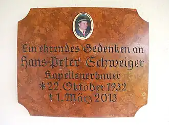 Gedenktafel für den Erbauer