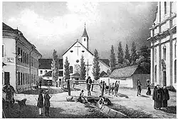 Feuerbach in der Bahnhofstraße vor der Kapuzinerkirche