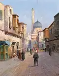 Orientalische Straßenszene mit Erkern, Gemälde von Karl Kaufmann