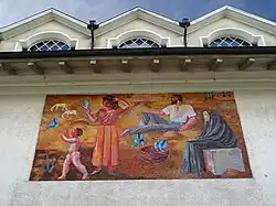 Karl Otto Hügin (1887–1963) Mosaikwandbild 1928. 2.00 X 4.40m. Kapelle (Westfassade) im Friedhof Rosenberg in Winterthur