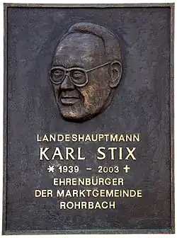 Karl Stix Ehrenbürgertafel in Rohrbach bei Mattersburg