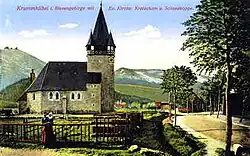Ansichtskarte der evangelischen Kirche in Krummhübel (1908)