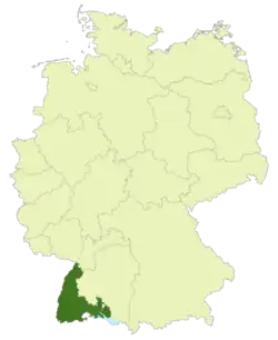 Lage von Südbaden innerhalb Deutschlands