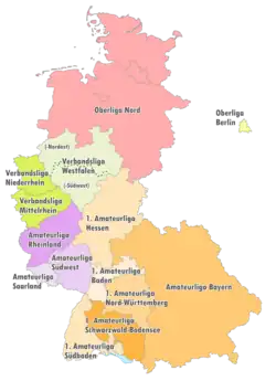 Geografische Einteilung der Oberligen zur Saison 1977/78